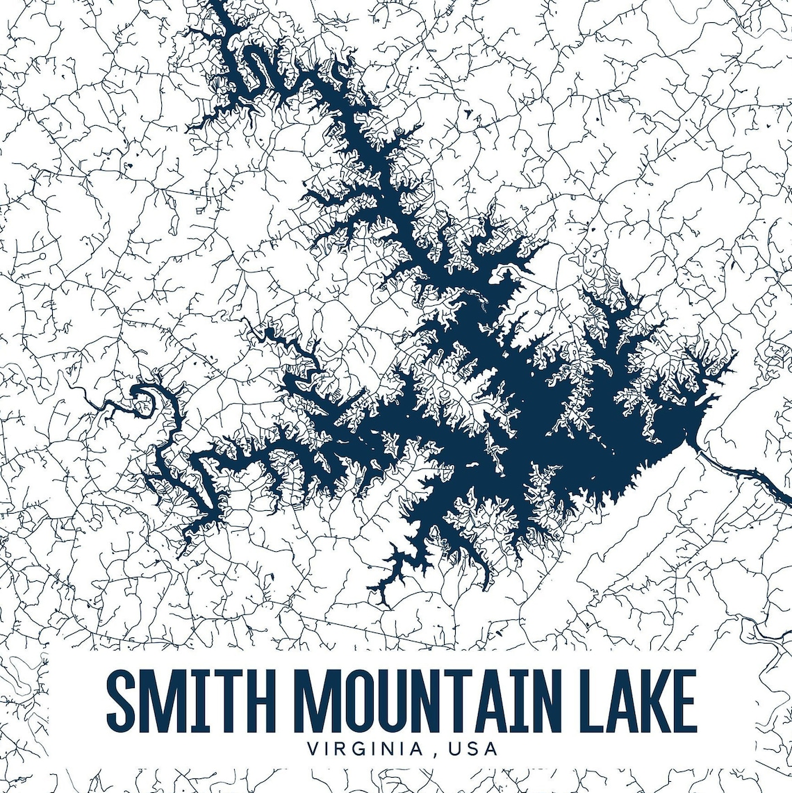 Smith Mountain Lake Printable Map Smith Mountain Virginia Etsy