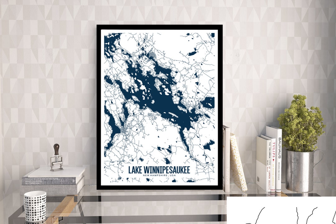 Lake Winnipesaukee Printable Map, Lake Winnipesaukee Wall Art ...