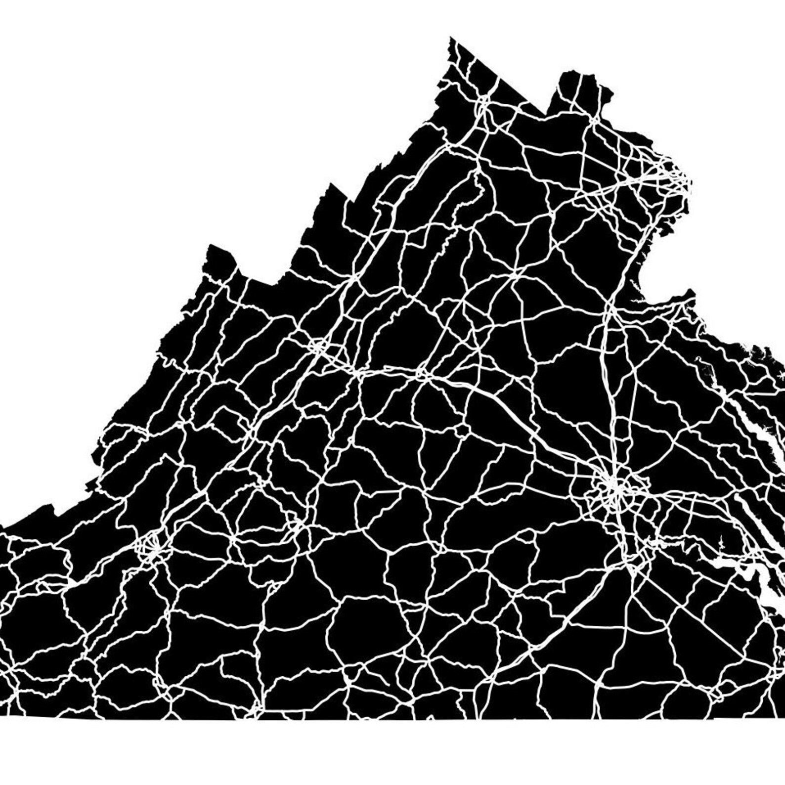Map of Virginia Printable Virginia Map Printable VA Map - Etsy