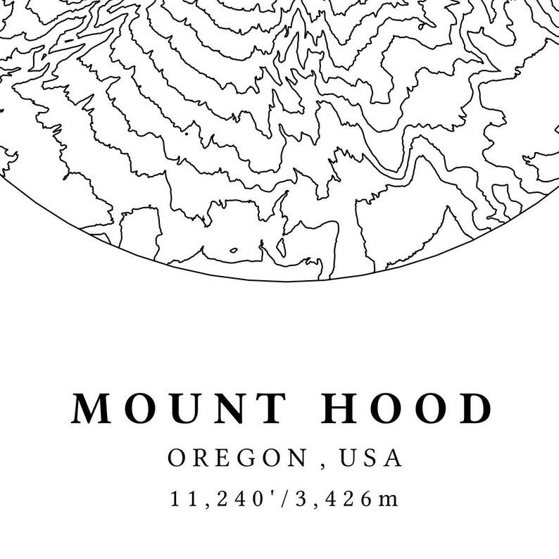 Mount Hood Topographic Map Mt Hood Map Mount Hood Print - Etsy