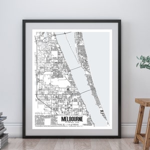 Melbourne Florida Map Printable, Melbourne FL Map Art, Melbourne Wall ...