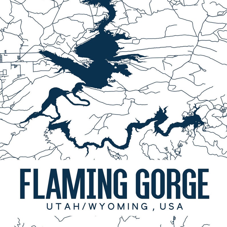 Flaming Gorge Printable Map Flaming Gorge Utah Map Flaming | Etsy