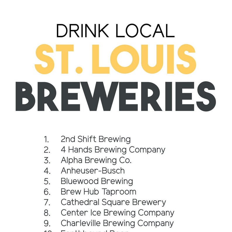 St. Louis Breweries Printable Map 16x20 St. Louis - Etsy