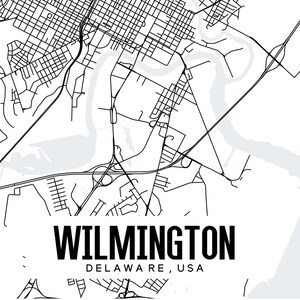 Wilmington Delaware Map Printable Wilmington map art | Etsy