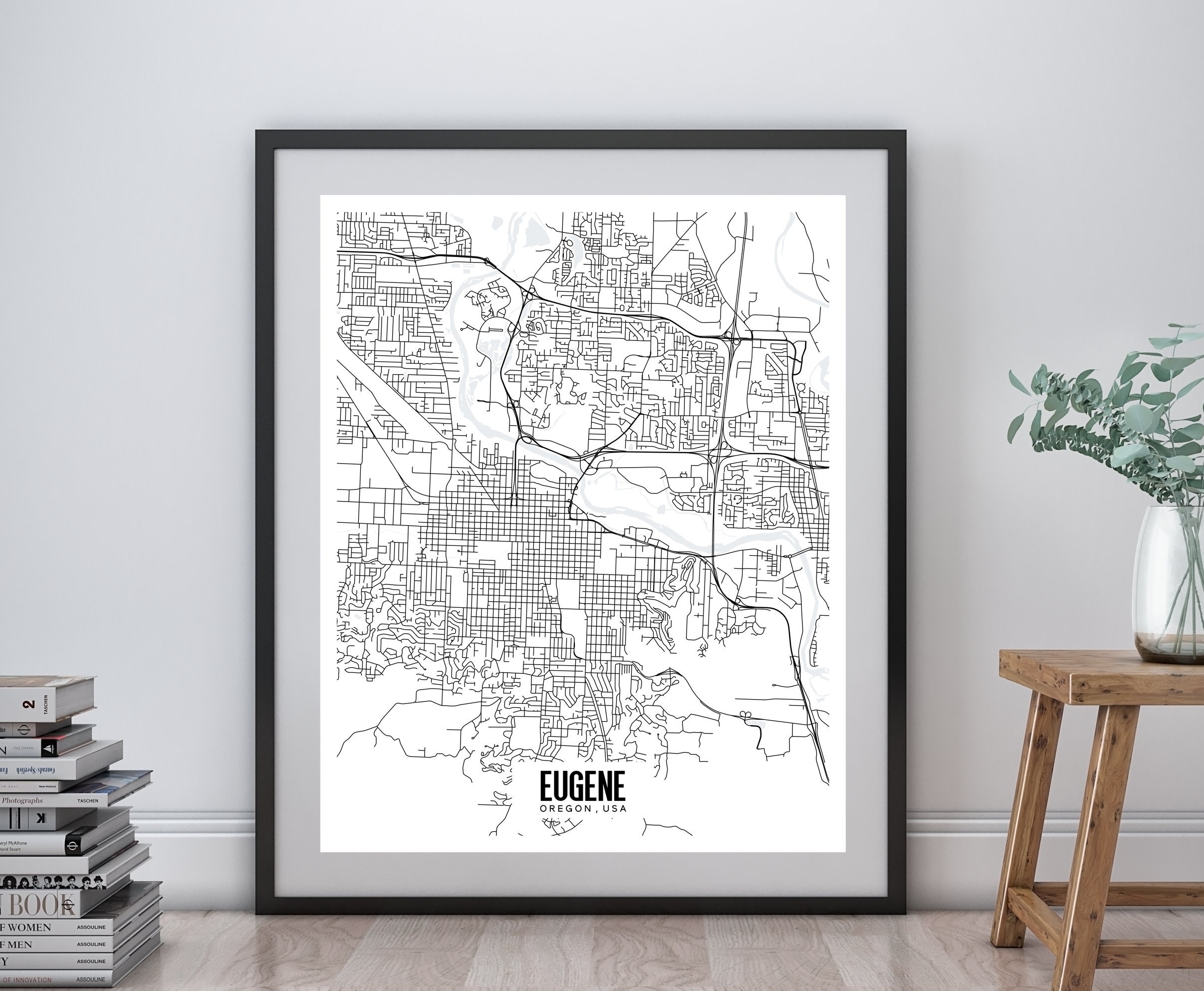Pacific Northwest Oregon art Eugene Oregon map printable Eugene wall ...
