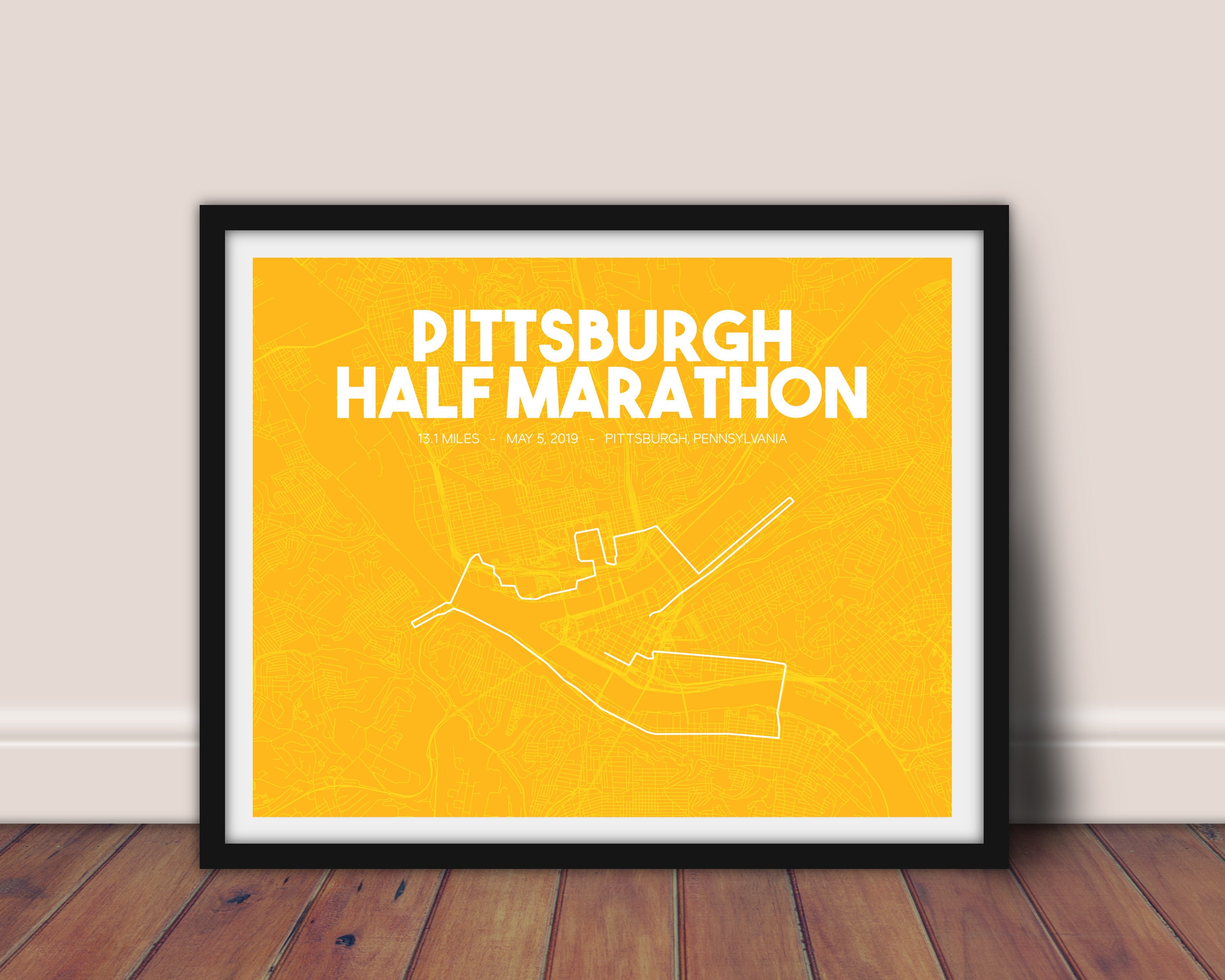 Pittsburgh Half Marathon Course Map 2019 Marathon Printable Etsy
