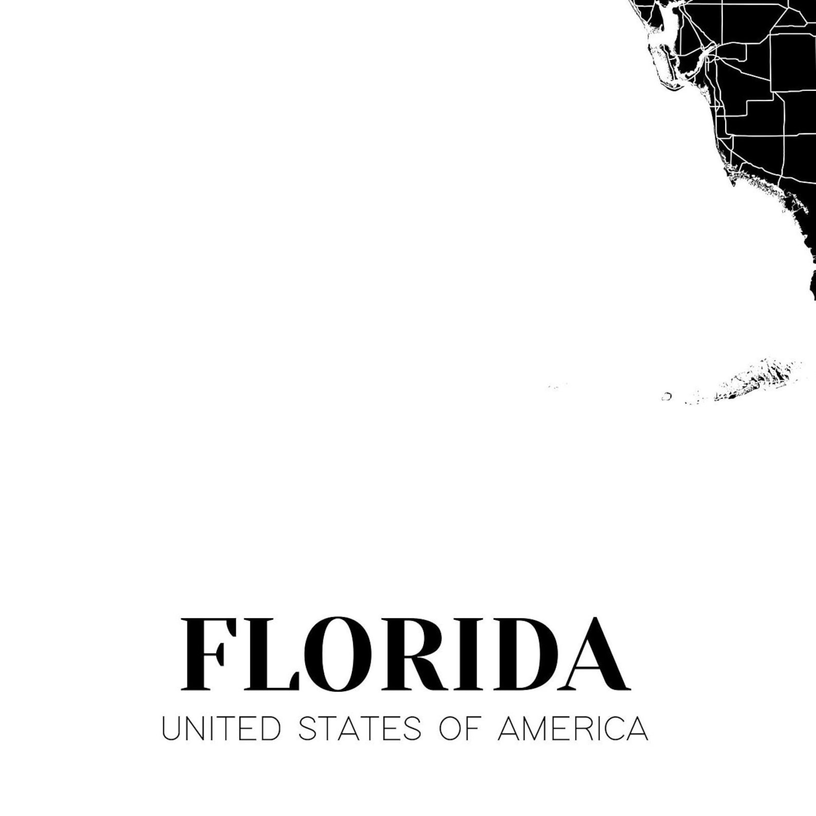 Map of Floridaprintable Florida Map Printable FL Wall Art - Etsy