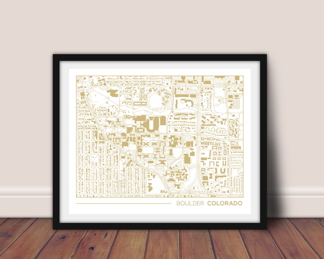 Boulder Colorado Printable Map, UC Boulder Campus Map, Gift for College Graduation, College ...