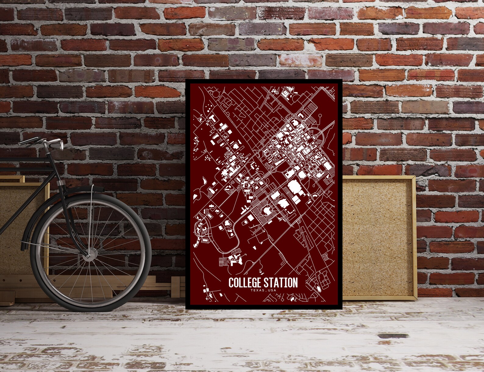 College Station Texas Printable Map Texas A&amp;M Wall Art | Etsy
