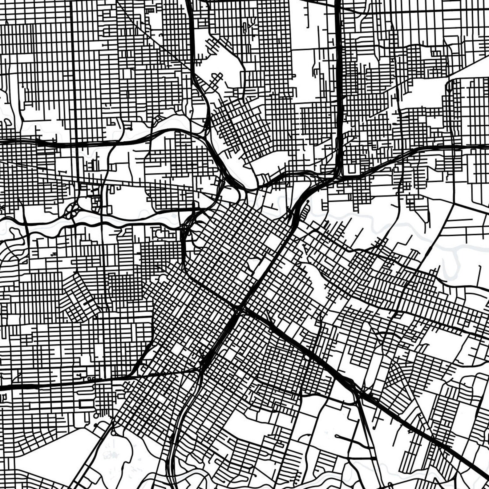Houston Texas Map Printable Houston Wall Art Texas Wall Art | Etsy