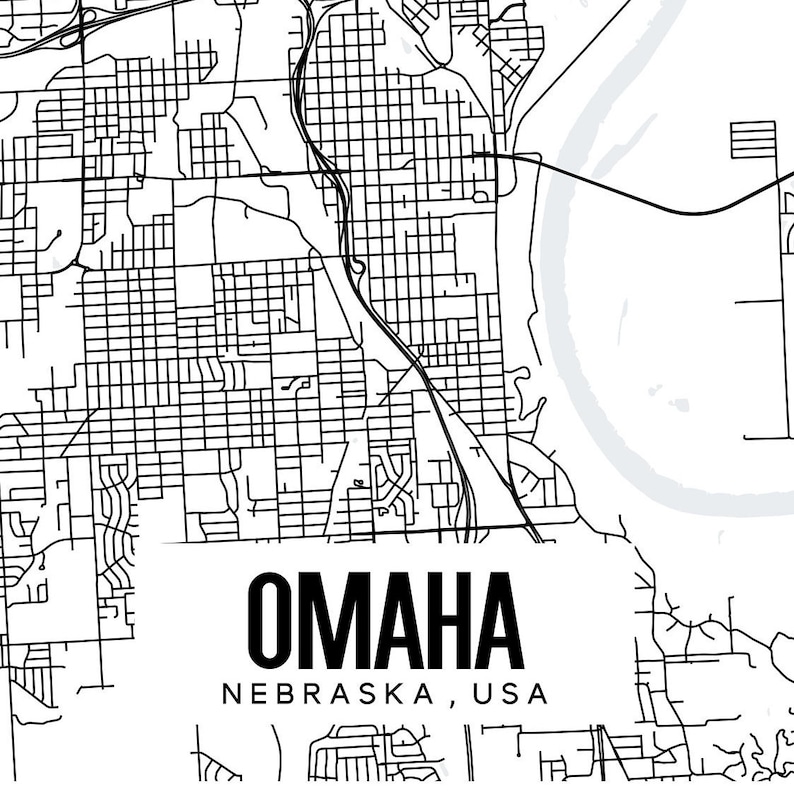 Omaha Nebraska Map Omaha Printable City Map Omaha City Map Etsy