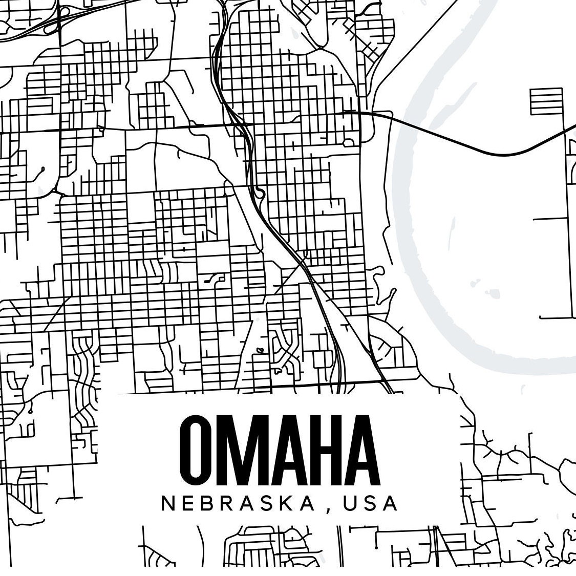 Omaha Nebraska Map Omaha Printable City Map Omaha City Map Etsy