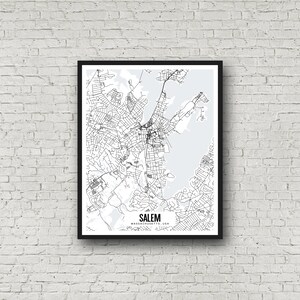 Salem Massachusetts Printable Map, Salem Map Poster, Salem ...