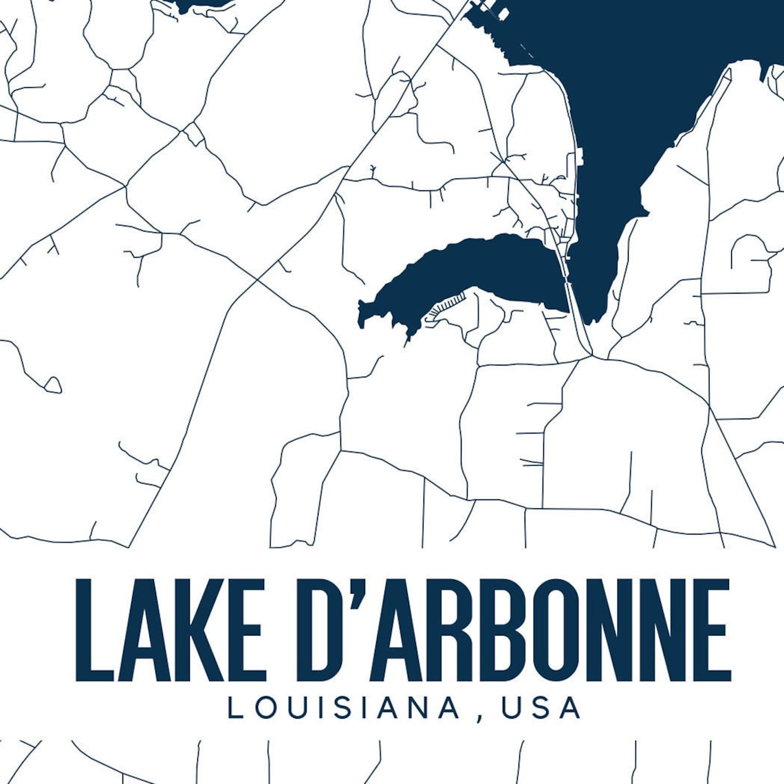 Lake D'arbonne Printable Map Lake D'arbonne Louisiana Etsy Finland
