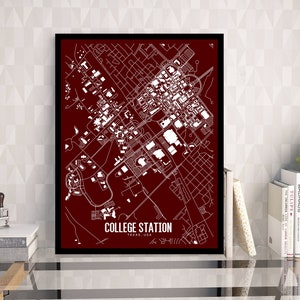College Station, Texas Printable Map, Texas A&amp;M Wall Art, Texas Wall ...