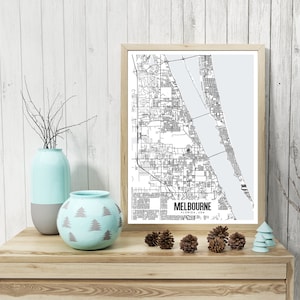 Melbourne Florida map printable, Melbourne FL map art, Melbourne wall art, Florida wall decor, Printable beach art, beach house decor image 5