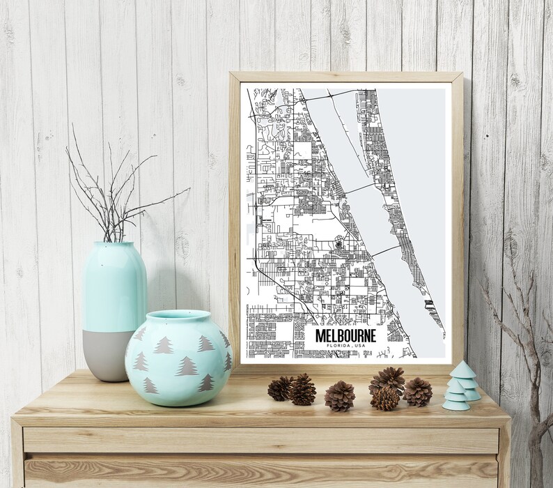 Melbourne Florida map printable, Melbourne FL map art, Melbourne wall art, Florida wall decor, Printable beach art, beach house decor image 5