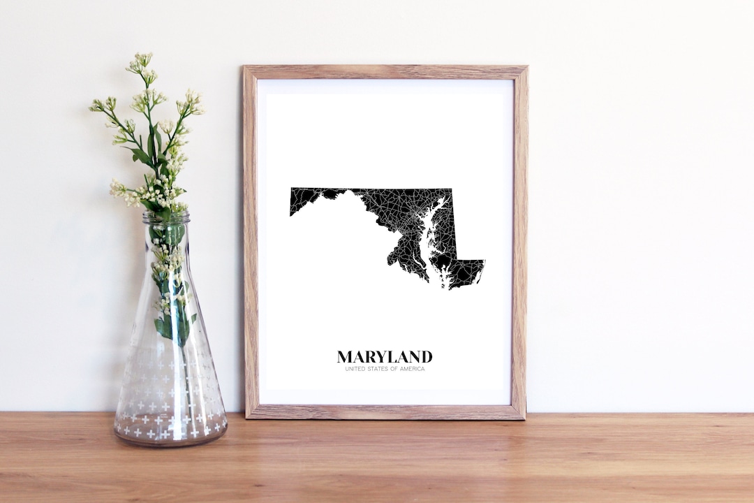 Map of Maryland Printable, Maryland Map, Printable MD Decor, Maryland ...