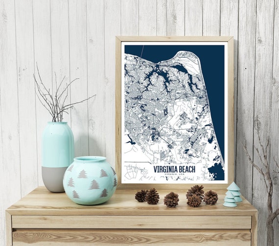 Arte De Mapa Imprimible De Virginia Beach Arte De La Pared De Etsy
