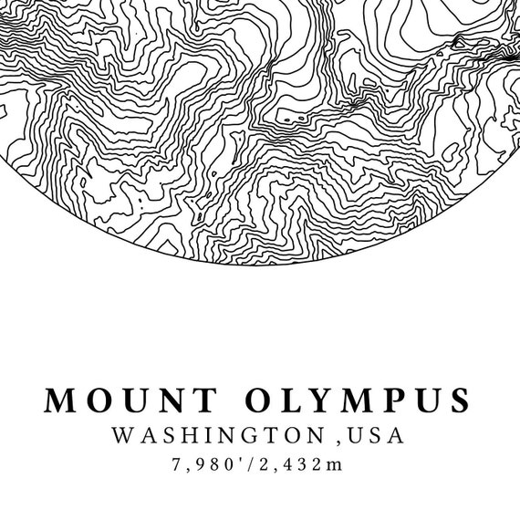 Olympic National Park Topographic Map Mount Olympus Topographic Map Olympic National Park Map | Etsy Hong Kong