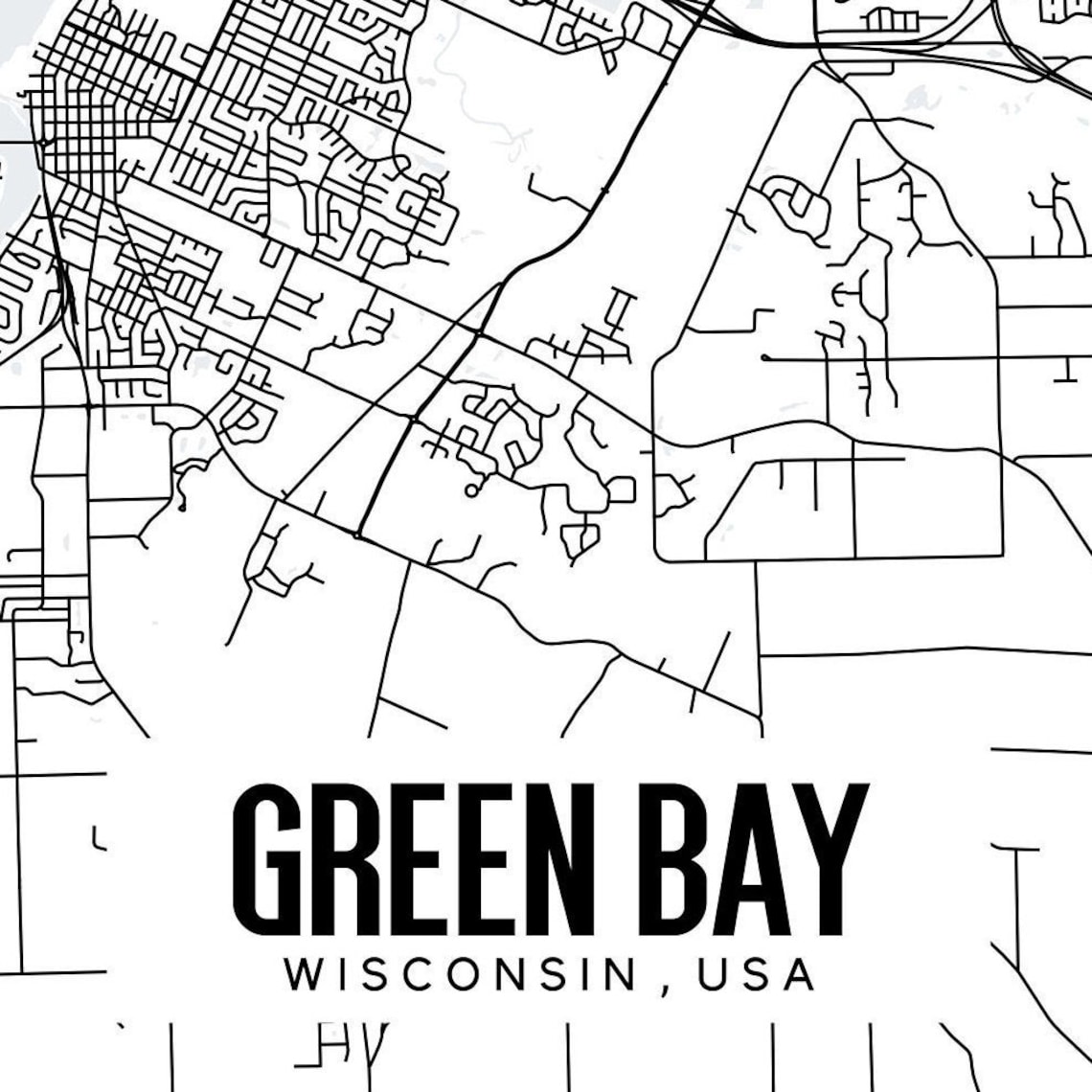 Green Bay Wisconsin Map Printable Printable Map for Office Etsy