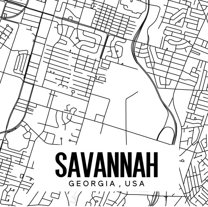 Savannah Georgia Map Printable Printable Map for Office | Etsy