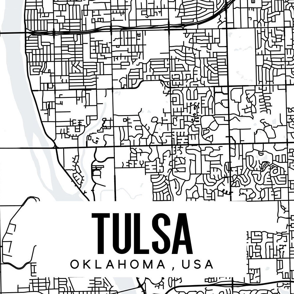 Tulsa Oklahoma Map Printable Tulsa Oklahoma Map Art Tulsa Etsy