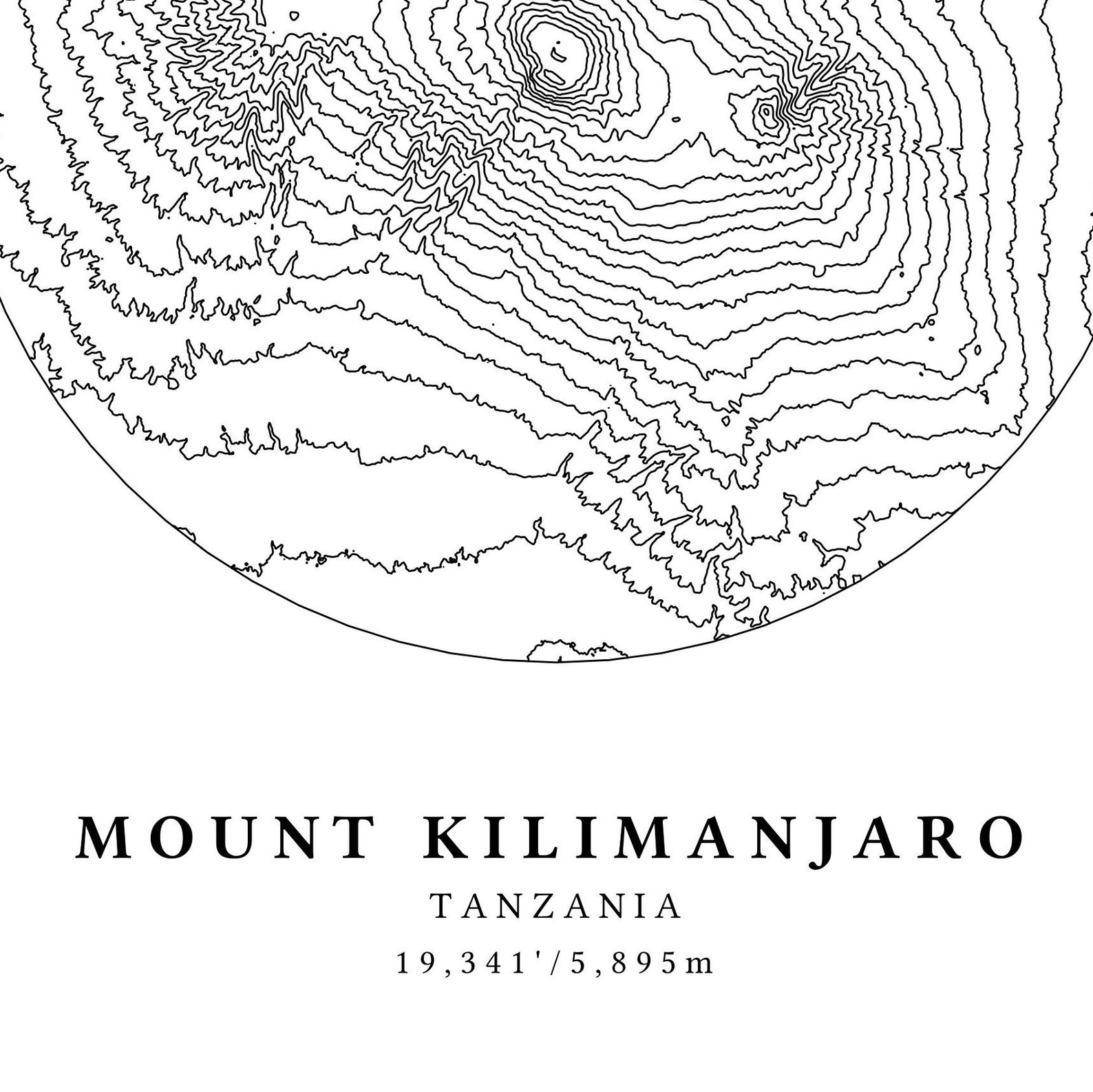 Mount Kilimanjaro Topographic Map Kilimanjaro Map Tanzania | Etsy