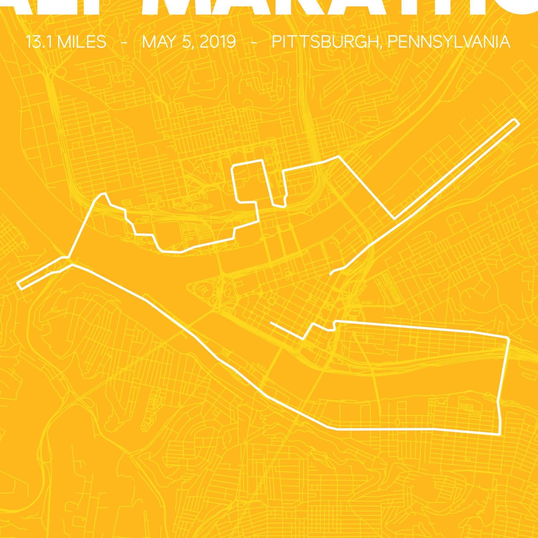 Pittsburgh Half Marathon Course Map 2019 Marathon Printable Etsy Pittsburgh Half Marathon Course Map 2019 Marathon Printable Etsy