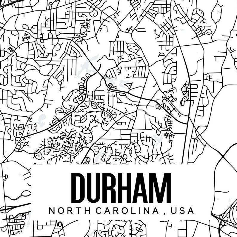 Durham North Carolina Map Printable Printable Map for Office Etsy