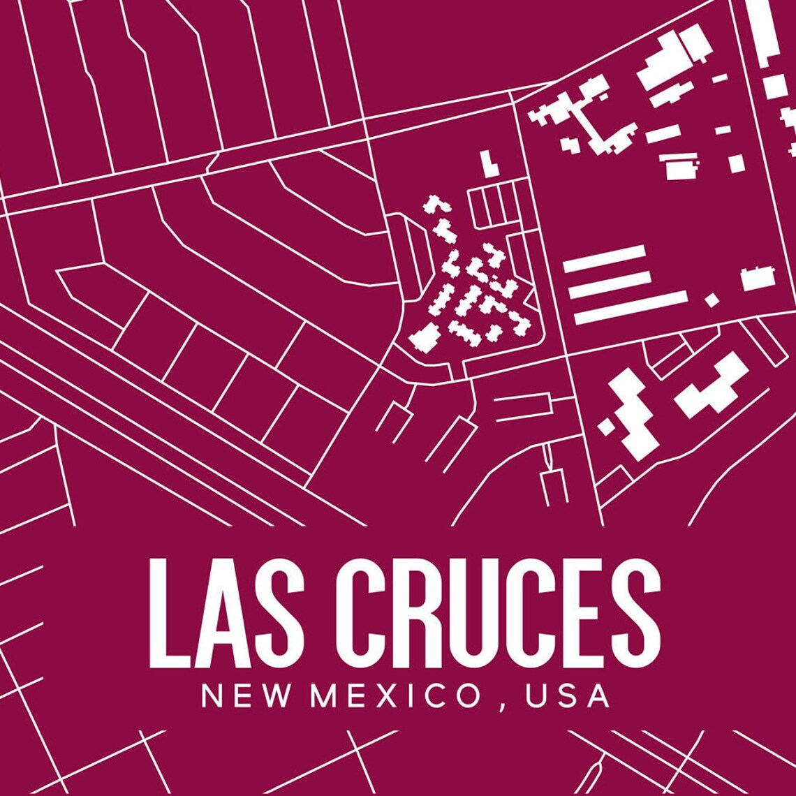 Las Cruces New Mexico printable map Las Cruces NM campus map | Etsy