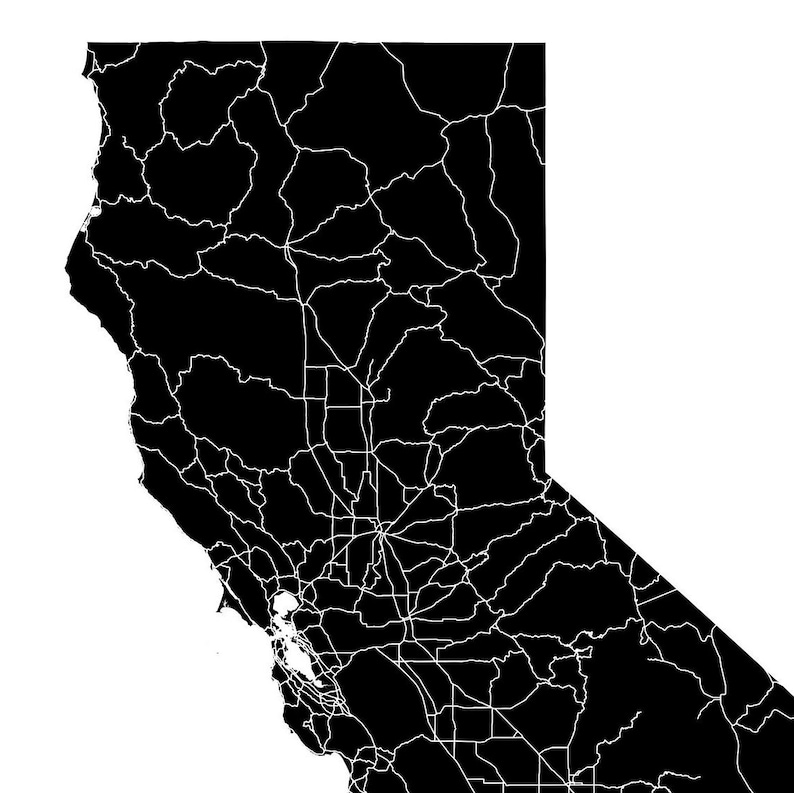 Map of California Printable California Map Printable CA Wall - Etsy