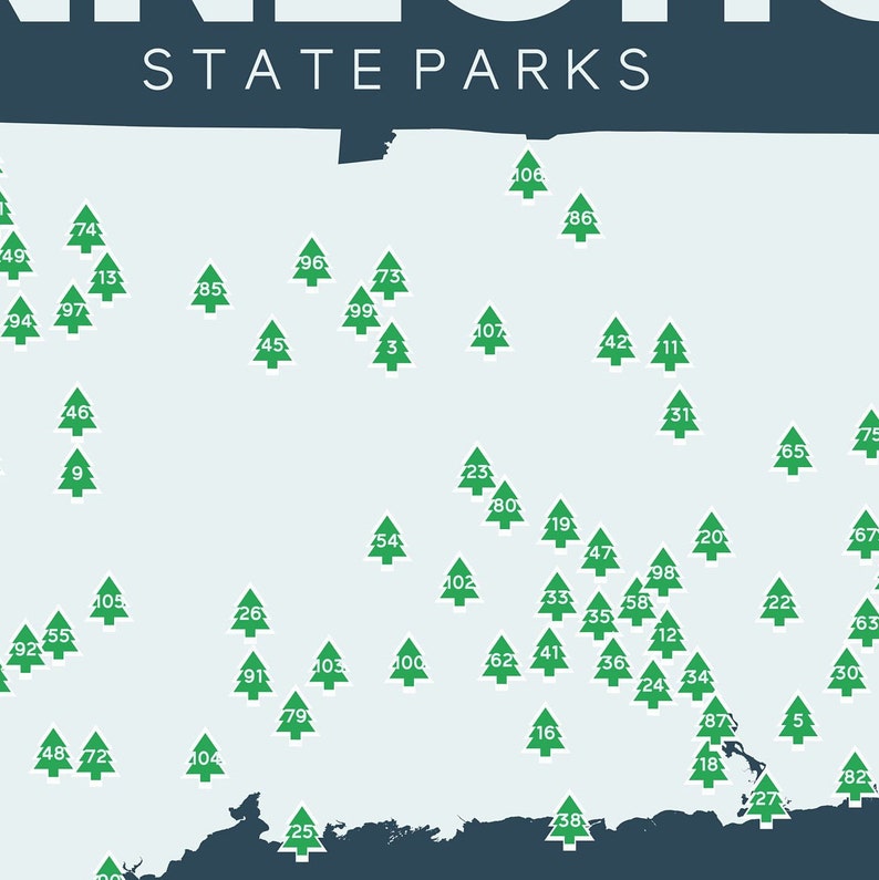 Connecticut State Parks Map Printable 16x20 Gift - Etsy Ireland