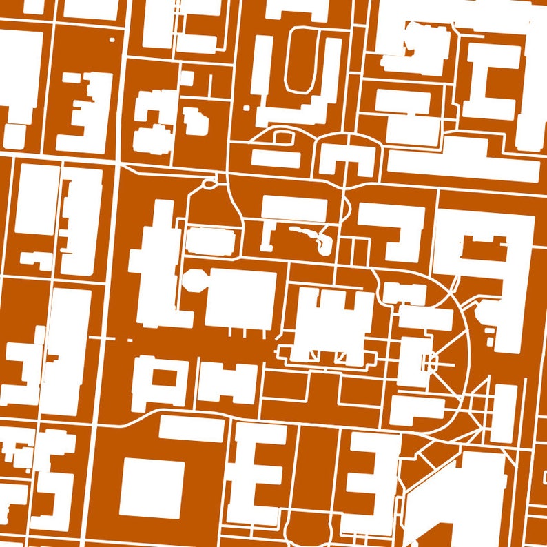 Austin Texas Street Map University of Texas Campus Map UT - Etsy