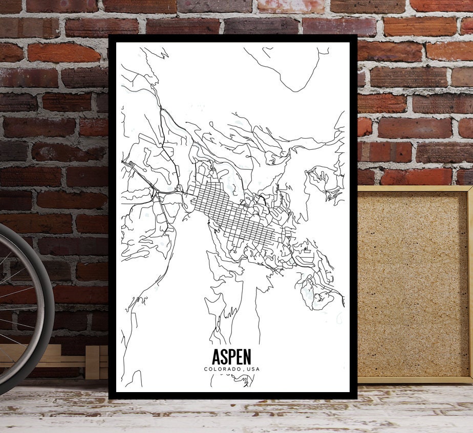 Aspen Colorado Printable Map Aspen Wall Decor Aspen Ski Map | Etsy