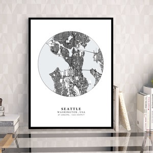 Seattle Printable Map, Seattle Map Poster, Seattle Washington Map ...