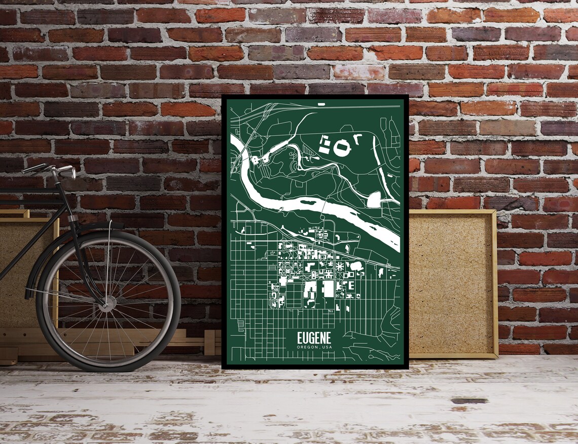 Eugene Oregon Printable Map University of Oregon Campus Map | Etsy