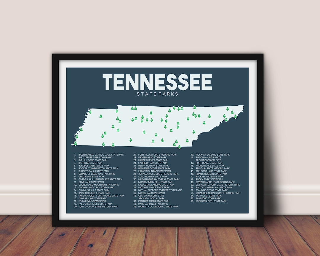 Tennessee State Parks Map Printable 16x20, Gift for Hiker, Outdoor Art ...