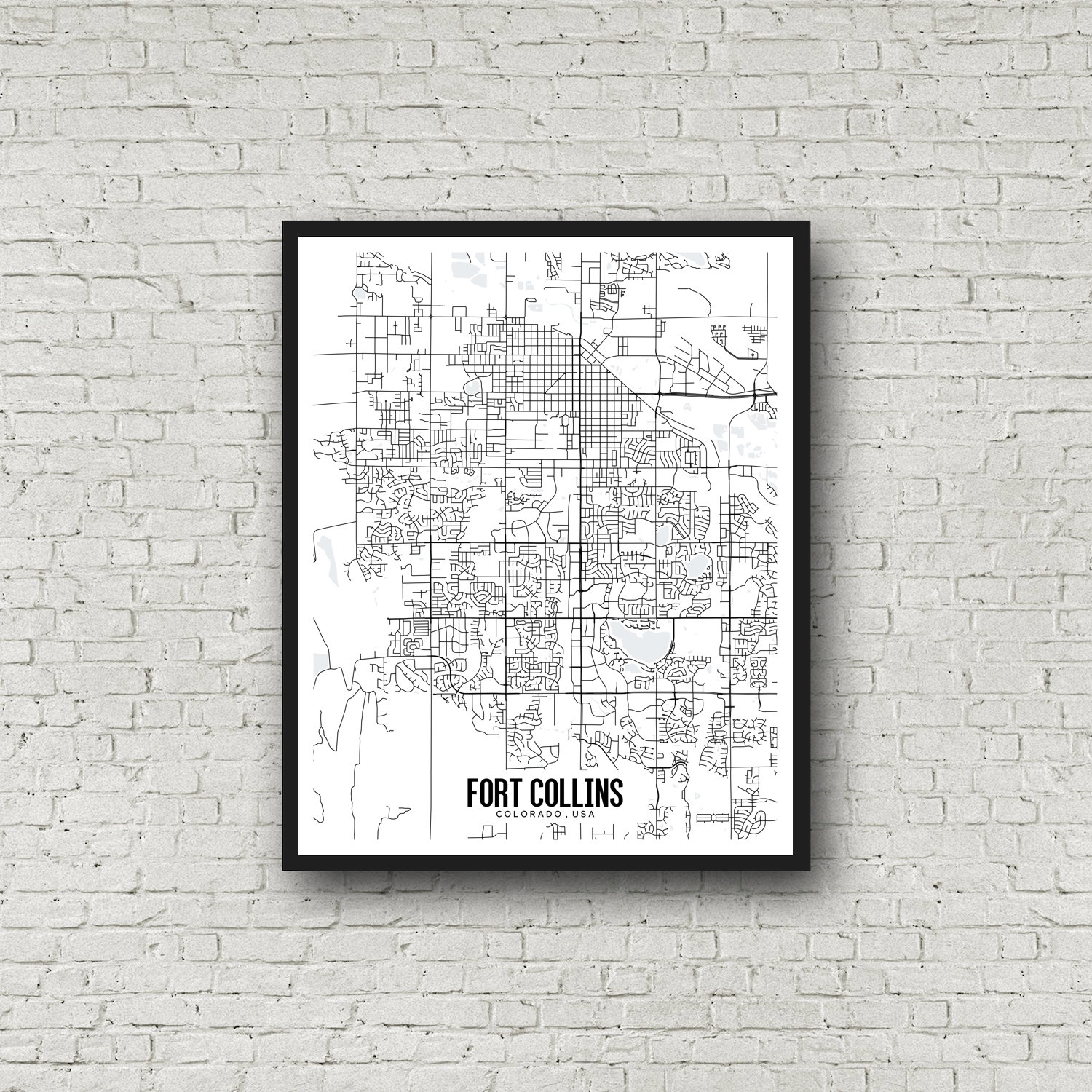 Fort Collins Colorado Printable Map Fort Collins CO Colorado - Etsy