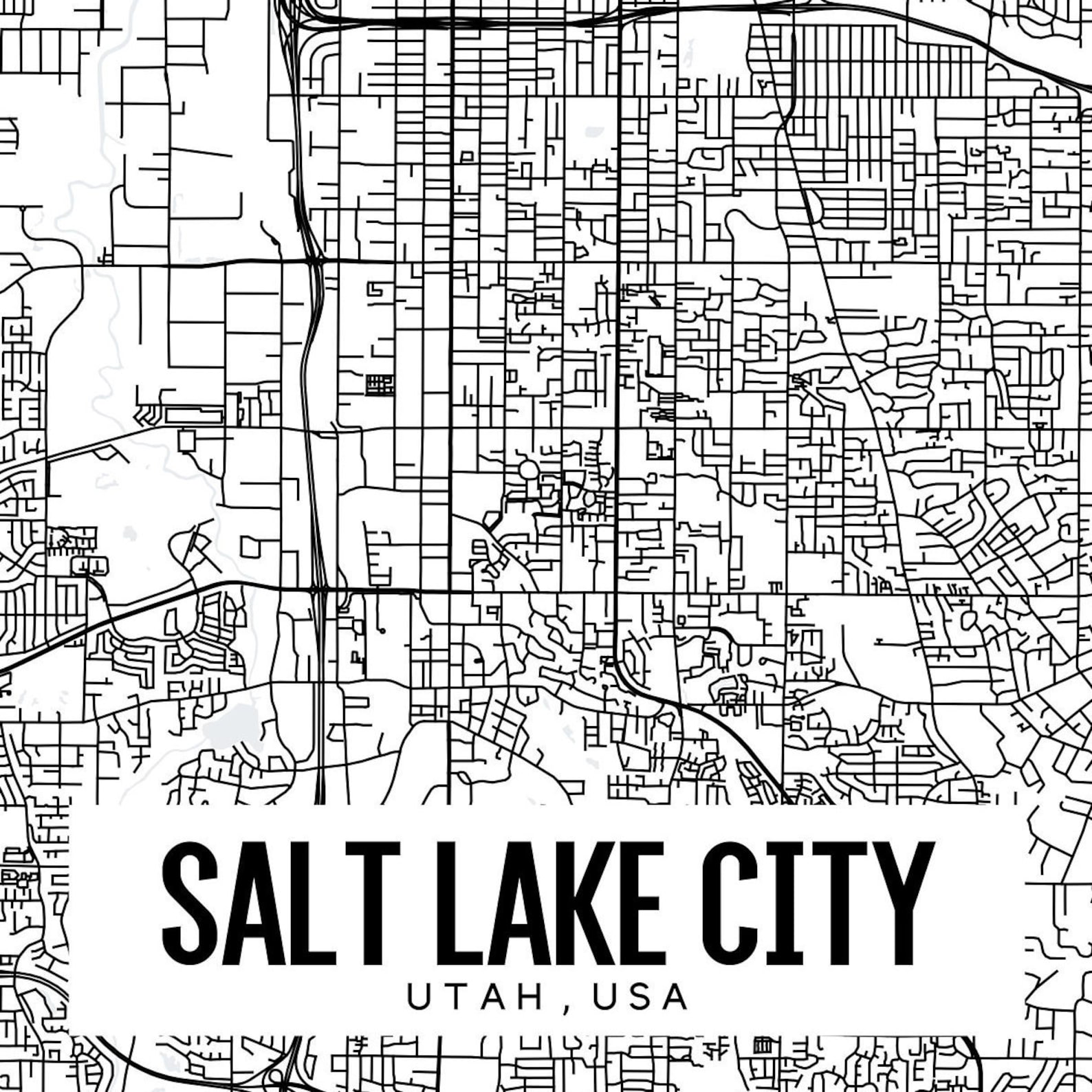 Salt Lake City Utah Map Printable Printable Map for Office Etsy