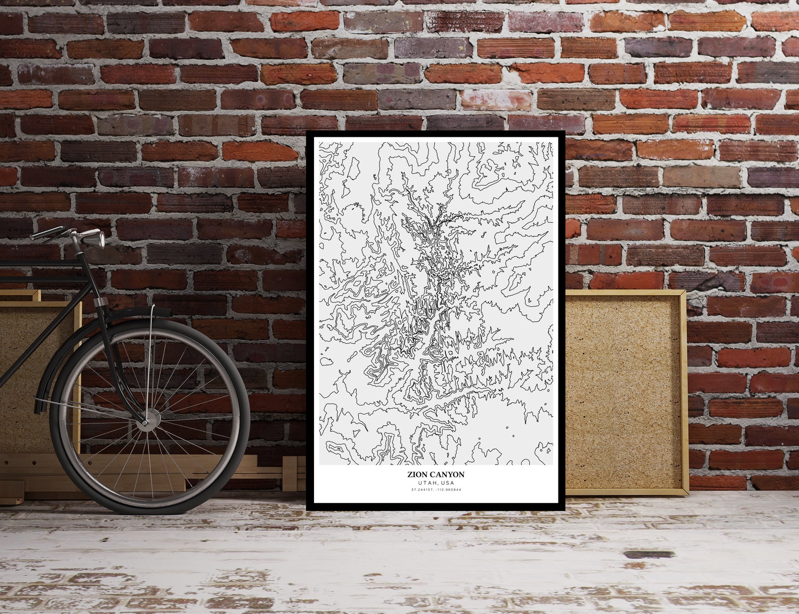 Zion Canyon Printable Topographic Map 16x20 Zion Map Zion NP Etsy