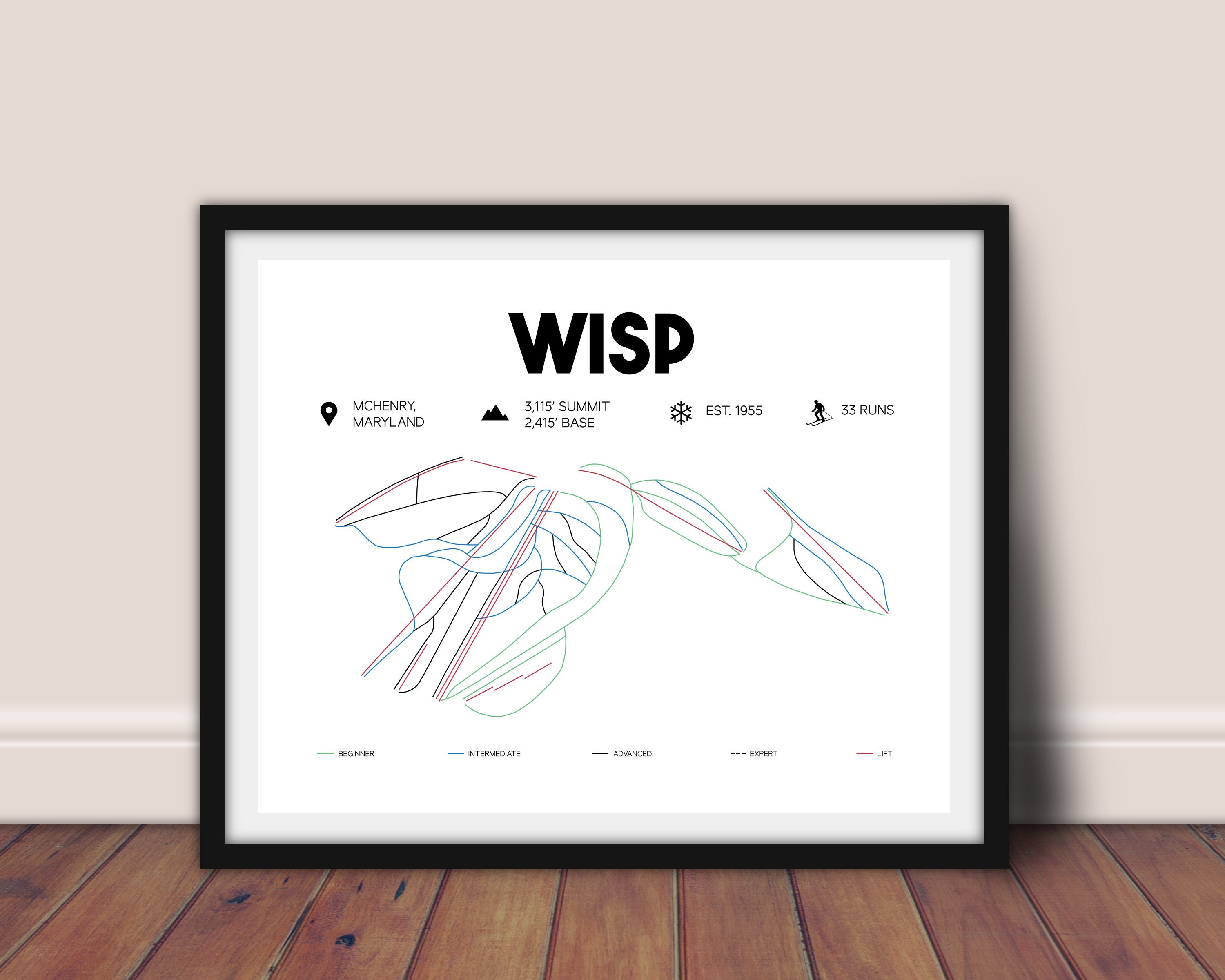 Wisp Resort Trail Map Wisp Resort Printable Ski Trail Map 16X20 Wisp | Etsy Australia