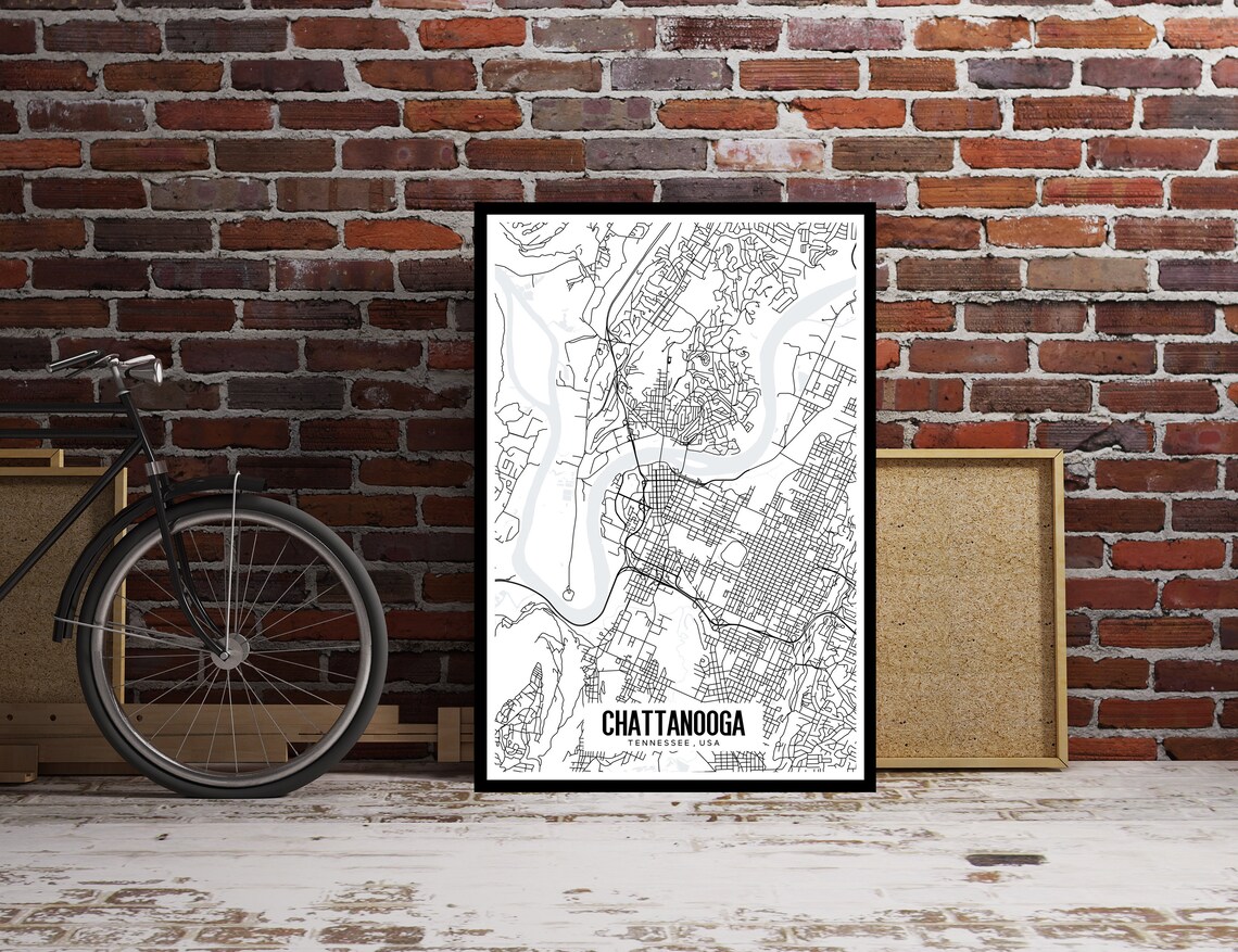 Chattanooga Tennessee Map Printable Printable Map for Office | Etsy