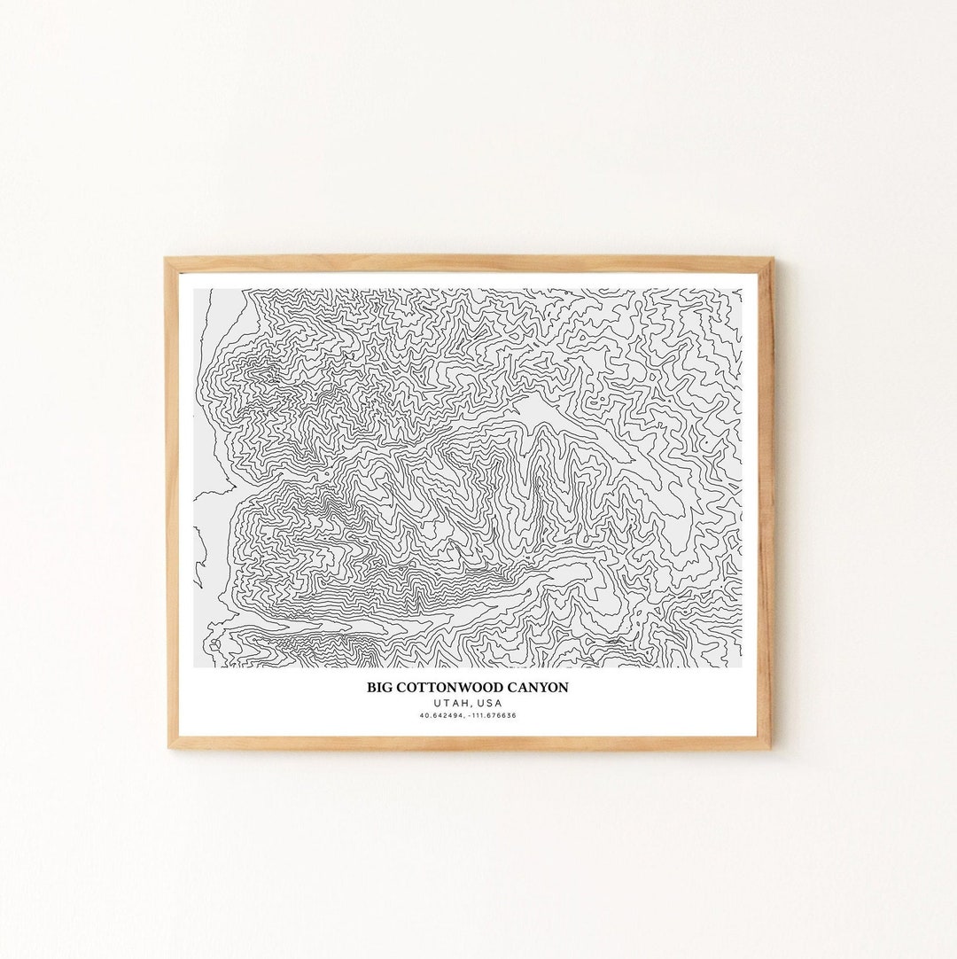 Big Cottonwood Canyon Printable Topographic Map, Cottonwood Canyon Utah Map, Printable