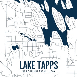 Lake Tapps Washington Printable Map, Lake Tapps Wall Art, Lake Tapps