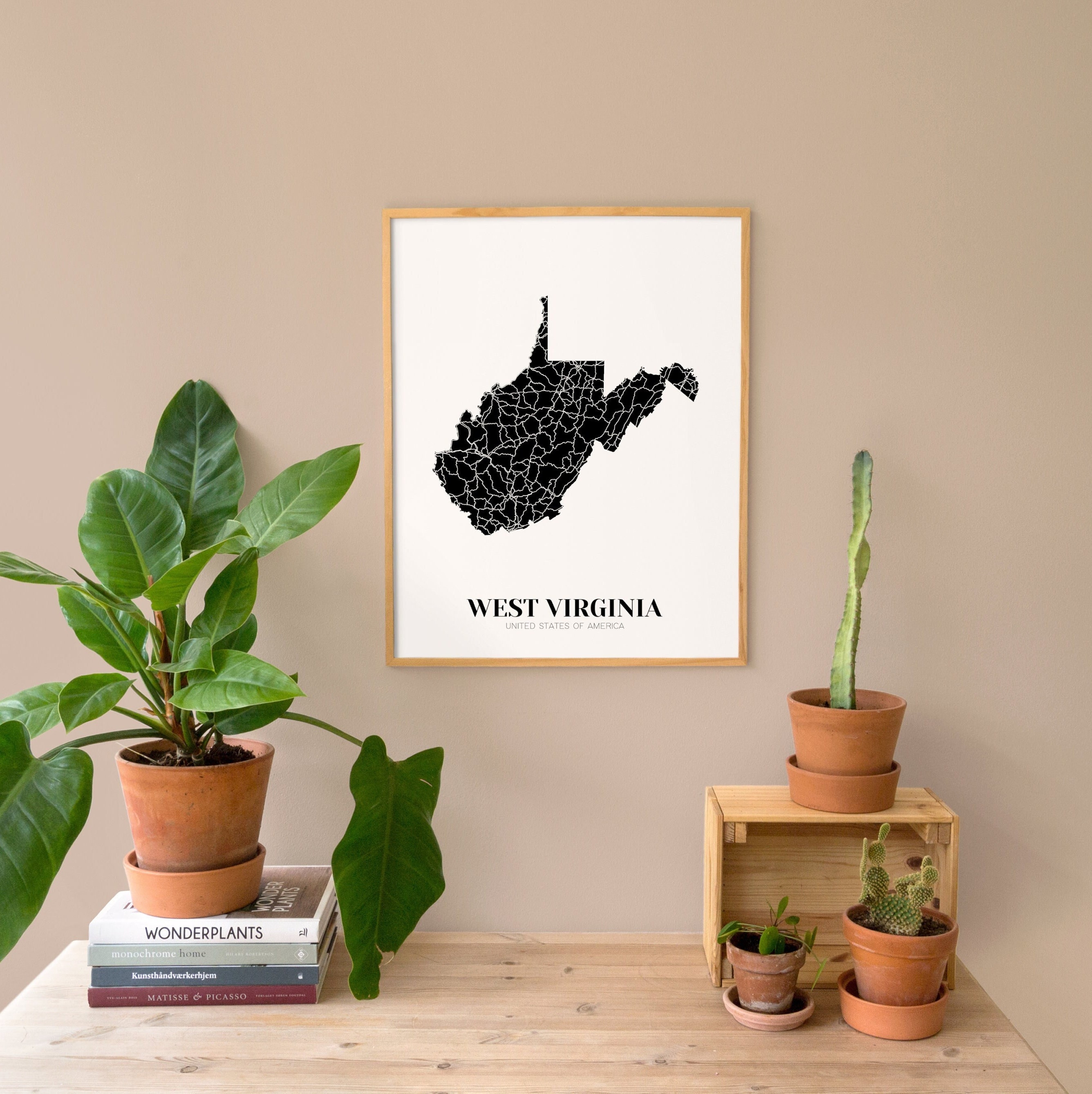 Map of West Virginia Printable West Virginia Map Printable - Etsy
