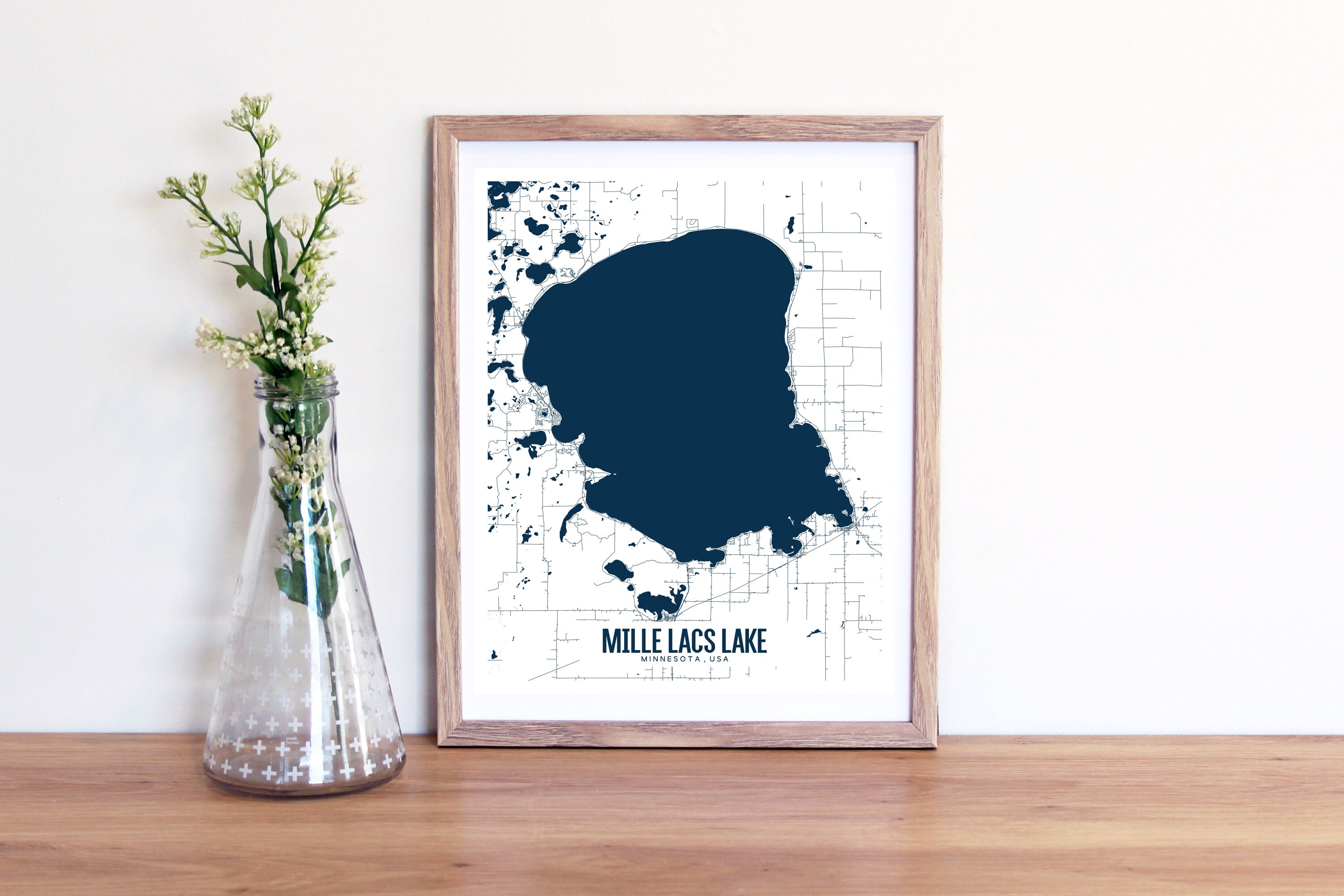 Mille Lacs Lake Printable Map Mille Lacs Lake Poster Mille - Etsy