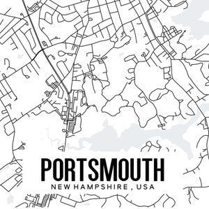Portsmouth Map, Portsmouth New Hampshire Printable Map, Portsmouth NH map, Minimalist Map, Printable map art, City Map Poster, Ohio Map image 2