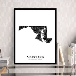 Map of Maryland Printable, Maryland Map, Printable MD Decor, Maryland ...
