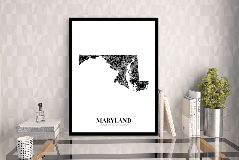 Map of Maryland Printable Maryland Map Printable MD Decor - Etsy